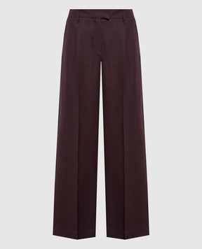 Brunello Cucinelli Коричневые брюки с леном с цепочкой мониль MH126P8884