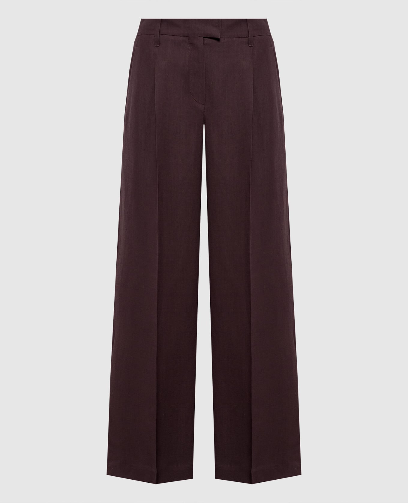 Коричневые брюки с леном с цепочкой мониль