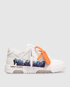 Off-White Белые кожаные кроссовки Out Of Office с принтом OWIA259S26LEA00C