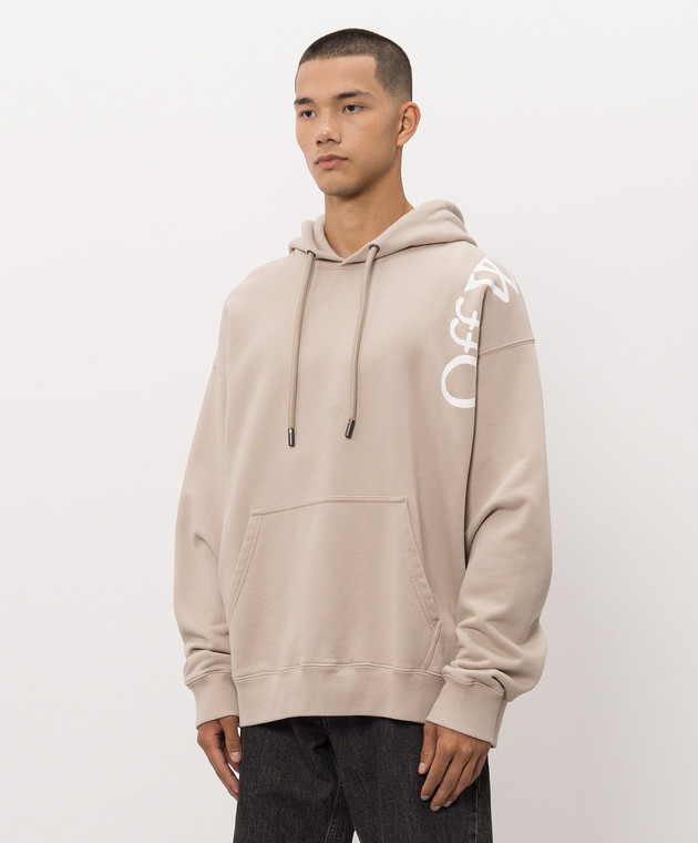Off-White Бежевые худи с принтом логотипа 44MBB085F26F00O изображение 3
