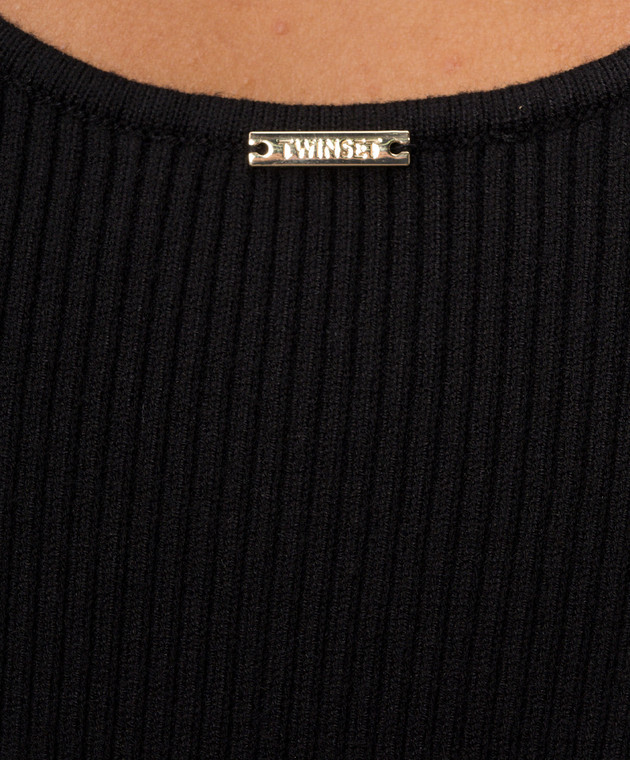 Twinset Черное платье в рубчик 262TP3393 изображение 5