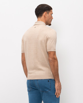 Stefano Ricci Бежеве поло із шовком та льоном з емблемою K616445P30F26112