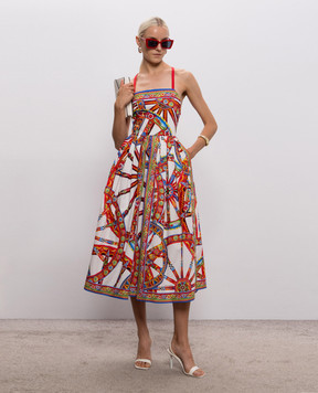 Dolce&Gabbana Белое платье миди в принт F615VTGDDTE