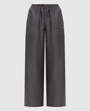 Alexander Wang Сірі штани із шовку з вишивкою логотипа 1WC2264527