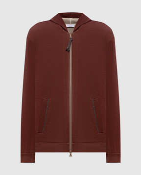 Brunello Cucinelli Коричнева спортивна куртка із шовком MD828SB806
