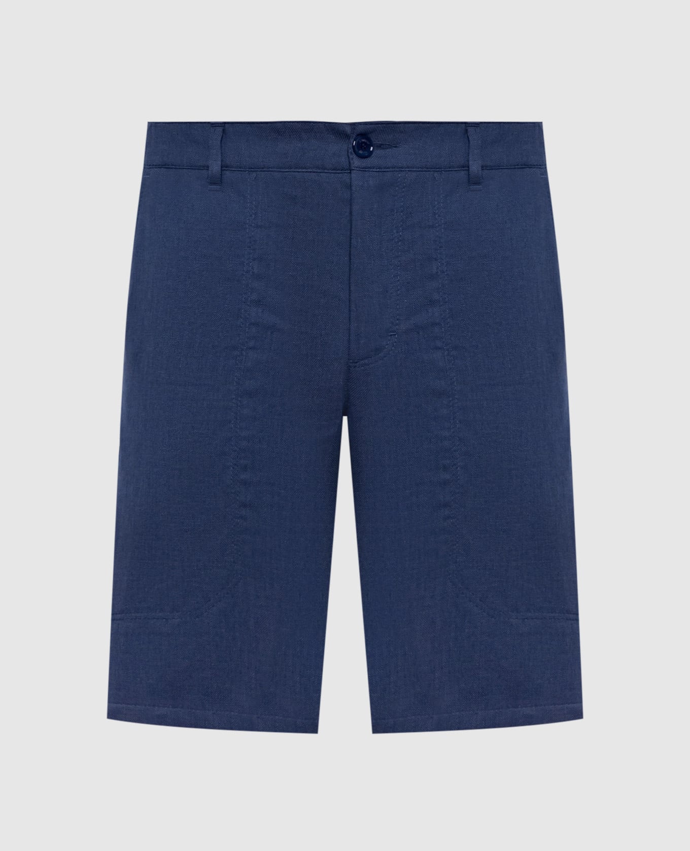 Синие шорты из льна и шелка с логотипом патча