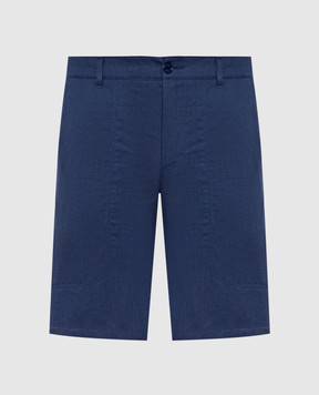 Stefano Ricci Сині шорти з льону та шовку з патчем логотипа M8T6100060TXFIL