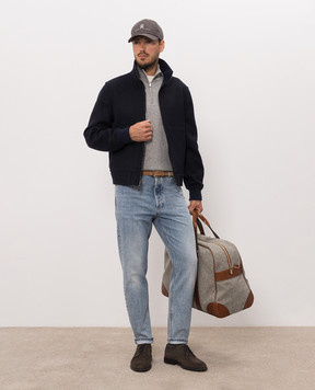 Brunello Cucinelli Синяя двусторонняя куртка из кашемира MY4799802