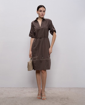 Peserico Коричнева сукня з ланцюжком моніль A0251301979