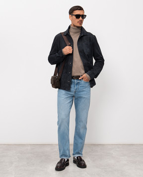 Cashmere&Whiskey Синяя замшевая куртка в стиле рубашки 22254500332