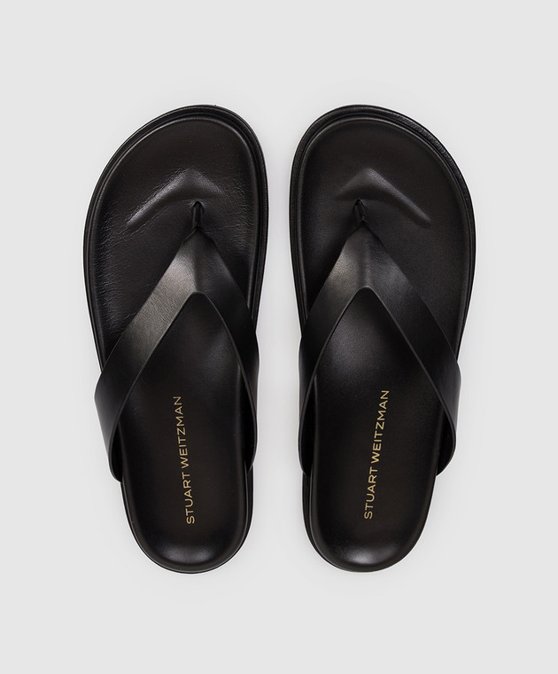 Stuart Weitzman Чорні шкіряні шльопанці MARYKATE SN616 зображення 4