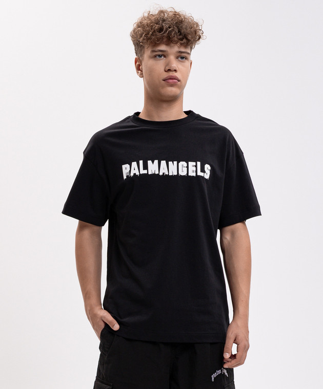 Palm Angels Черная футболка с принтом логотипа PAMAA001JR018 изображение 3