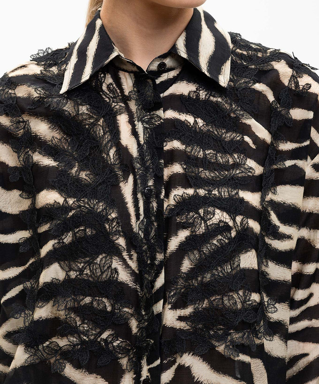 Ermanno Scervino Life Блуза з шовком в анімалістичний принт D484K701YAJI зображення 5