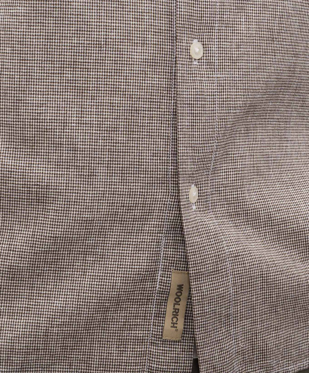Woolrich Коричнева сорочка з льоном у візерунок CFWOSI2015MRUT3977 зображення 5