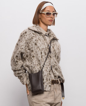 Brunello Cucinelli Коричневая кожаная сумка с тиснением логотипа MWXAD2739P