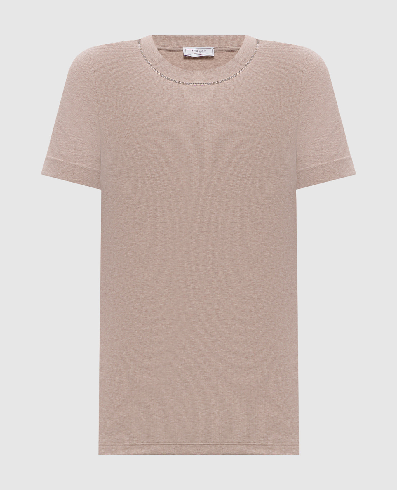 Бежевая меланжевая футболка с отворотами