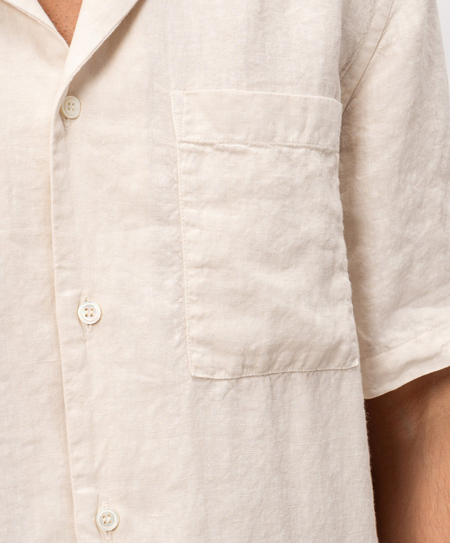 Peserico Бежевая рубашка из льна прямого кроя R56049T002494 изображение 5