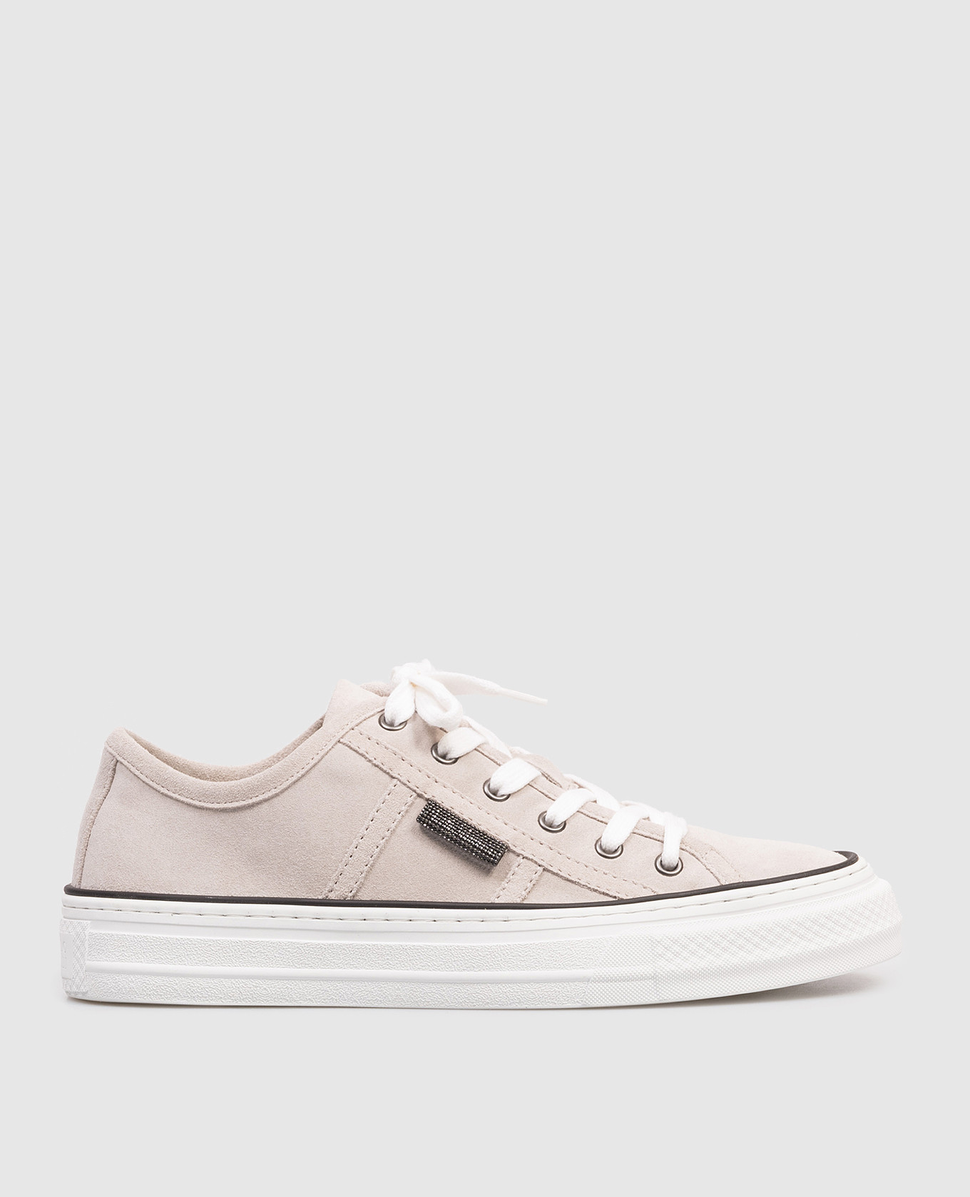 Серые замшевые кеды с цепочкой мониль