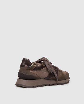 Brunello Cucinelli Коричневые комбинированные кроссовки с логотипом MZSFG3327P