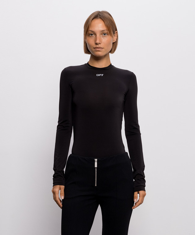 Off-White Черный лонгслив с принтом 2FB00647T изображение 3