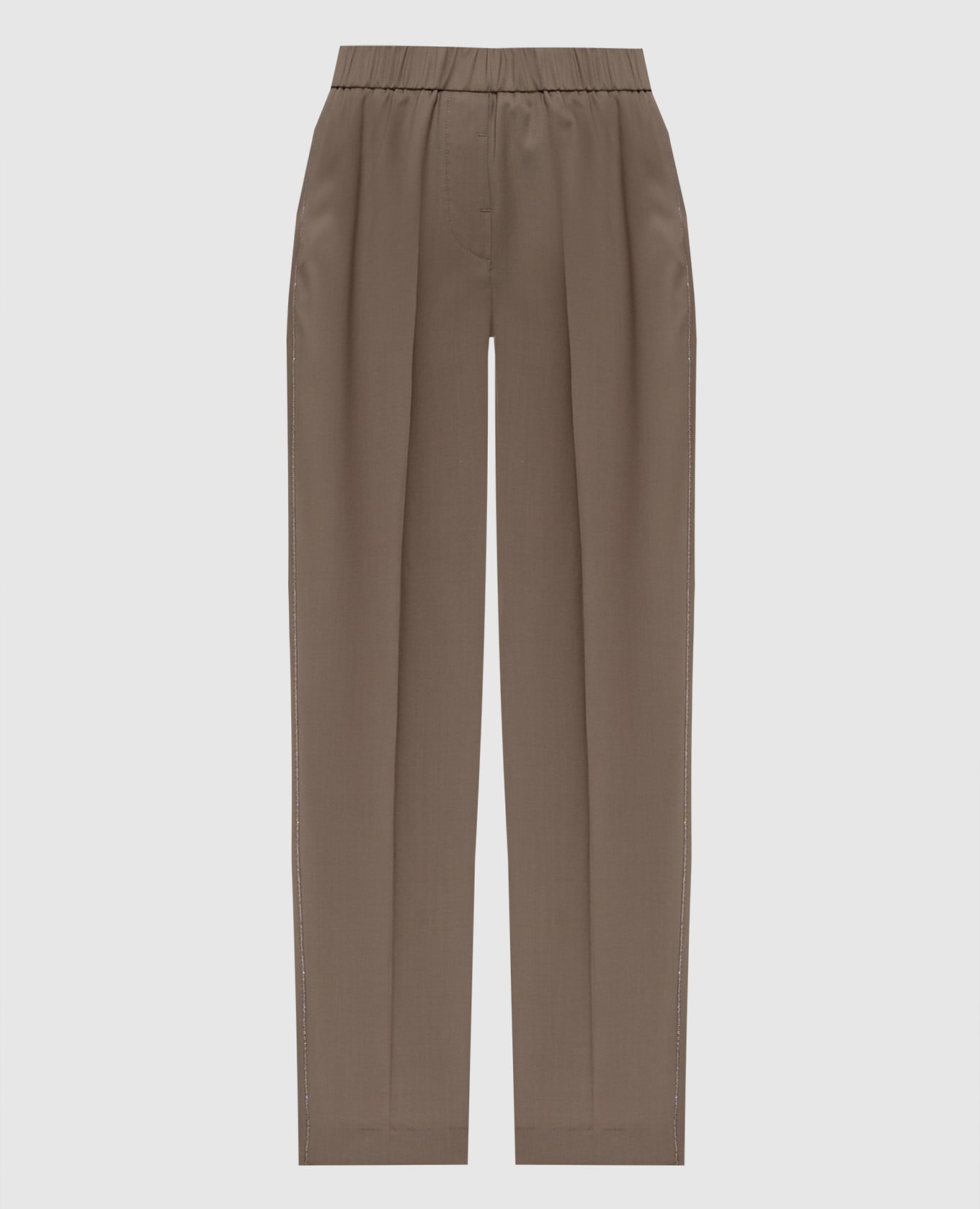 Брюки цвета хаки из шерсти