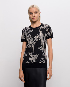 Etro Черный топ с шерстью с контрастным узором WRKE0426AQ12V