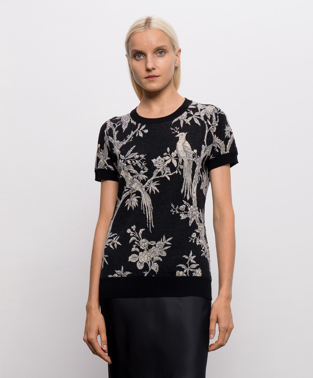 Etro Черный топ с шерстью с контрастным узором WRKE0426AQ12V изображение 3
