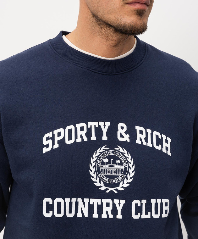Sporty & Rich Синий свитшот с принтом логотипа ST09876218BL106 изображение 5