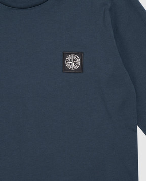 Stone Island Дитячий синій лонгслів з нашивкою логотипа L2S162100002S004714