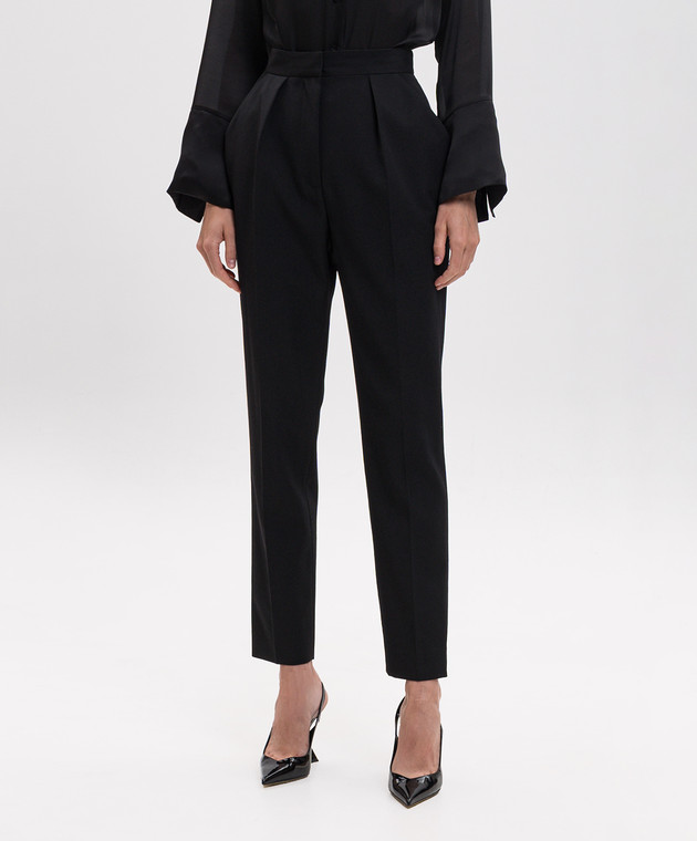 Balmain Чорні штани з вовни з високою посадкою GF1PN190WC09 зображення 3