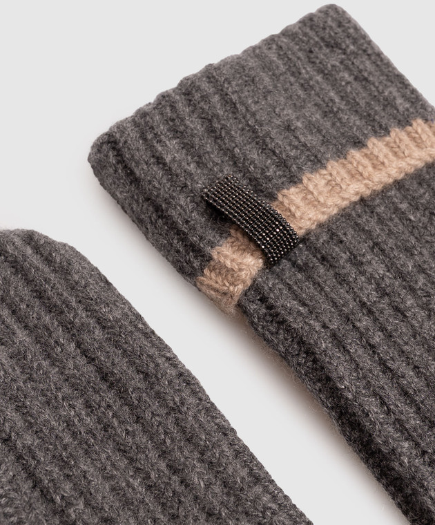 Brunello Cucinelli Серые перчатки из кашемира M12504999 изображение 3