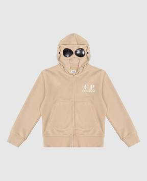 C.P. Company Дитяча бежева спортивна куртка з принтом логотипа CMF01ALCA691014