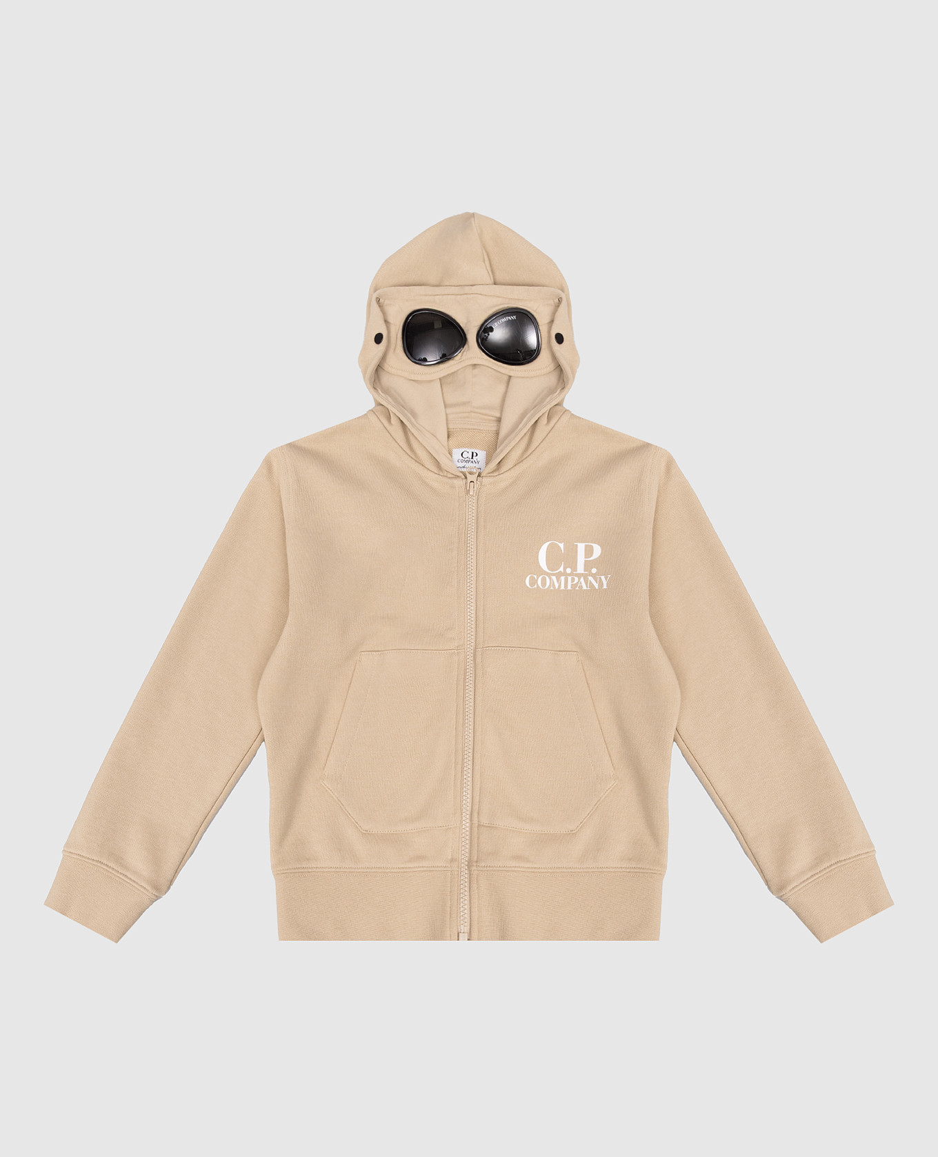 

Детская бежевая спортивная куртка с принтом логотипа, Бежевый, Спортивные куртки