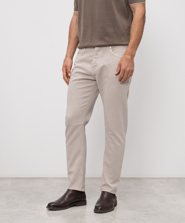 Brunello Cucinelli Бежеві джинси з патчем логотипа M237PX1290 зображення 3