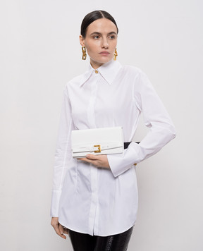 Balmain Белый кожаный клатч Shuffle GN1ON259LMTE