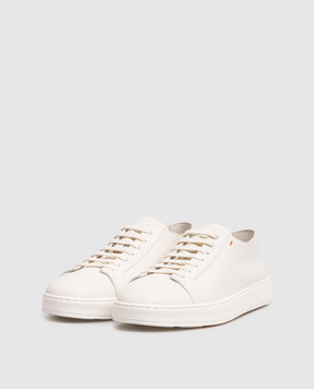 Santoni Белые кожаные кеды с логотипом MBCD21430BARCMMD