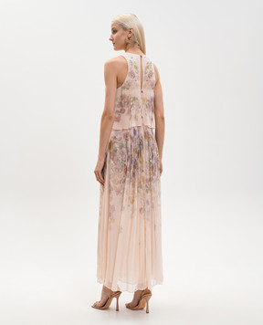 Twinset Бежева сукня в квітковий принт з драпіруванням 261TT2560