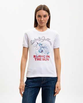 Dolce&Gabbana Біла футболка з принтом та вишивкою F8N08ZGDDMV