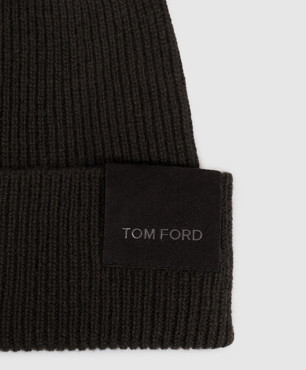 Tom Ford Темно коричневая шапка с патчем логотипа KHR008YMK137 изображение 4