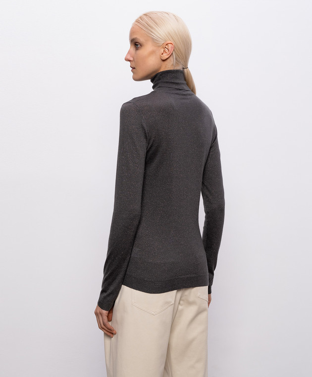 Brunello Cucinelli Сірий гольф з кашеміром та шовком з люрексом M41800063P зображення 4