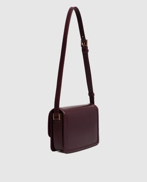 Saint Laurent Бордовая кожаная сумка-мессенджер с логотипом 6343050SX0W