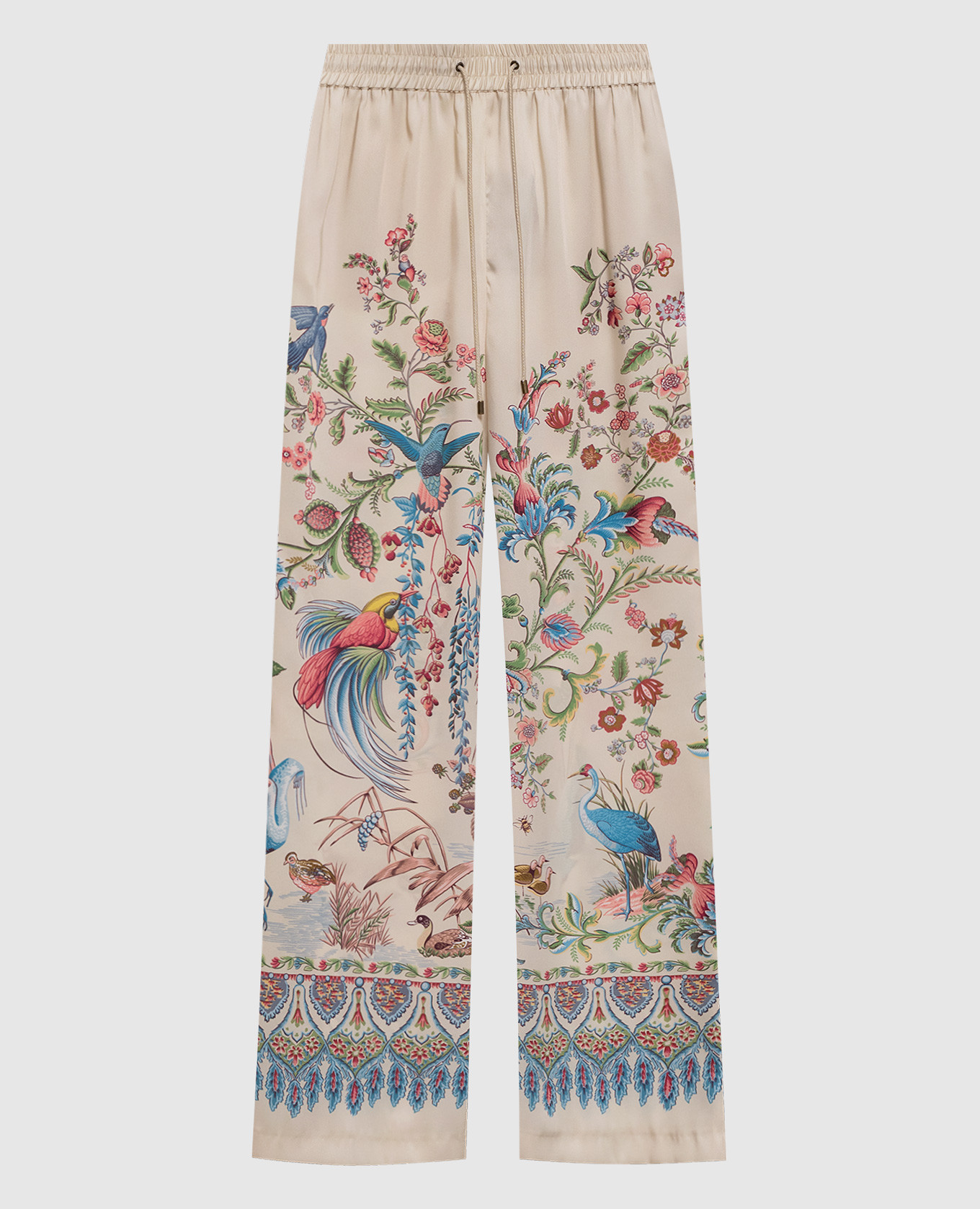 

Бежевые брюки в принт, Бежевый, Прямые брюки