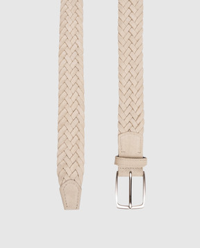 ISAIA Бежевий замшевий плетений ремінь FB0047PLF40