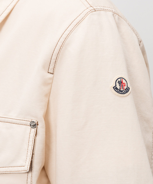 Moncler Куртка кольору айворі з льоном Watagua в стилі сорочки L10911G00038599HC зображення 5