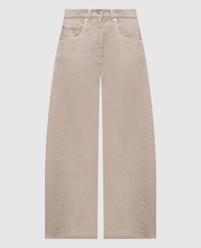 Brunello Cucinelli Бежевые джинсы с логотипом патча MPH81P4059
