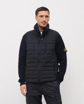 Stone Island Синій пуховий жилет з логотипом L1S15G100007S0183