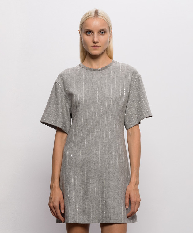 Brunello Cucinelli Серое платье с шерстью MG576AB4C1 изображение 3
