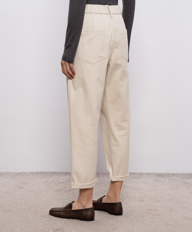 Brunello Cucinelli Бежеві штани з відворотами MP126P8417 зображення 4