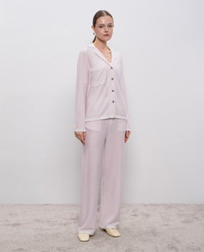 Allude Розовые пижамные брюки из шерсти и кашемира в полоску 25517751