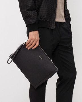 Stefano Ricci Чорний шкіряний клатч з фактурним логотипом PP428G9PMRVH